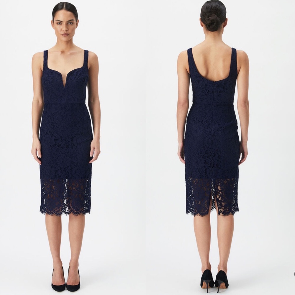 Bardot Adeline Midi Dress Lace Navy Blue Lined Sleeveless Womens SZ XL US 10 NEW